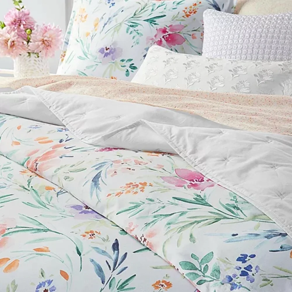 Sky Pastel Perennials Duvet Cover Set, Twin New in Box Retail $230